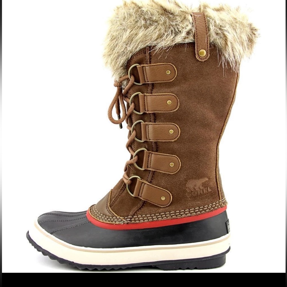 SOREL WOMENS JOAN OF ARTIC WATERPROOF FULL GRAIN LEATHER & SUEDE FAUX FUR SZ 6
